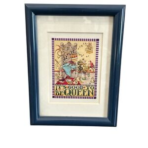 Mary‎ Engelbreit It's Good To Be Queen Framed Art Music Box Gold Crest Gift 8x6